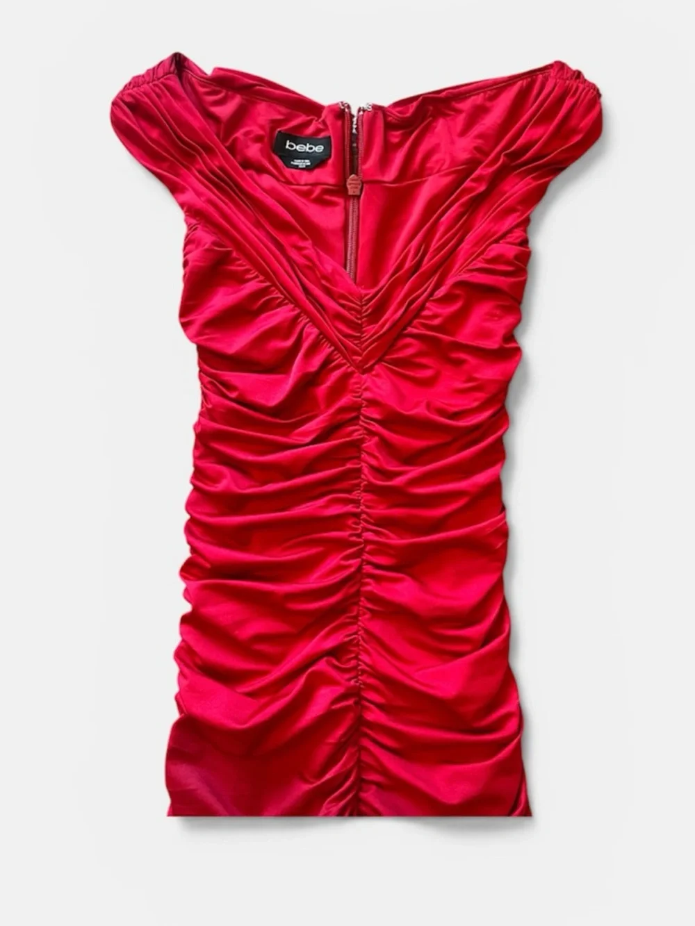 Red Ruched Column Dress - Picture 2 of 4